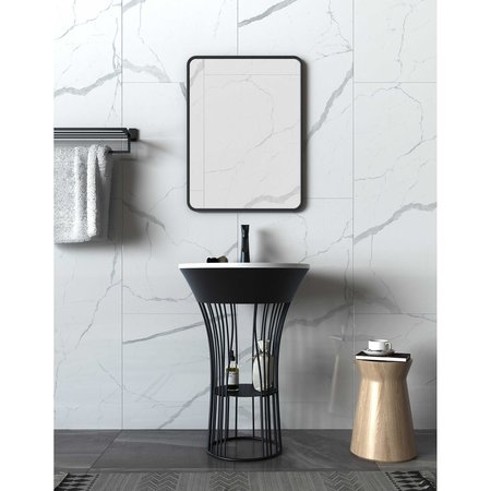 Innoci-Usa San Nicolas 24 in. W Freestanding Stainless Steel Vanity Set in Black with Sink and Mirror 98240135